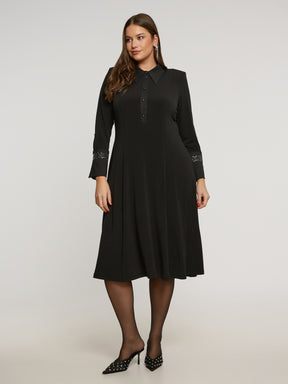 Mat Dress in Black with Sparkle Cuff