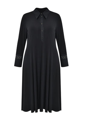 Mat Dress in Black with Sparkle Cuff