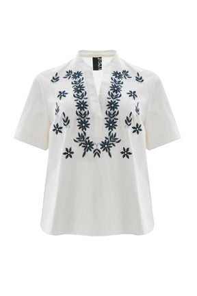 Mat Embroidered Top in White