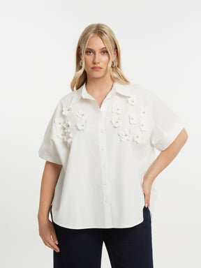 Mat Floral Shirt in White 