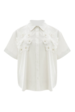 Mat Floral Shirt in White 