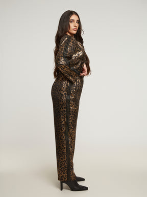 Mat Gold Leopard Trousers