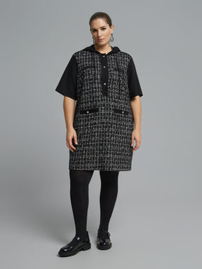 Mat Hooded Sequin Dress in Black 
