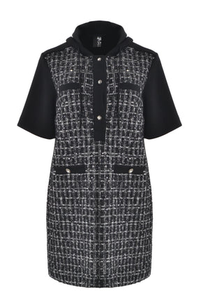 Mat Hooded Sequin Dress in Black 