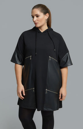 Mat Hooded Zip Dress in Black 
