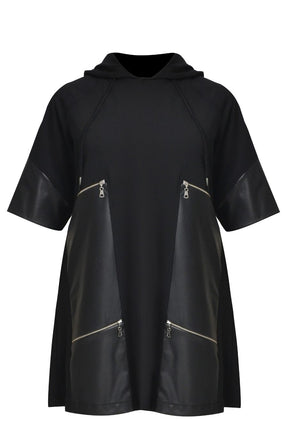 Mat Hooded Zip Dress in Black 
