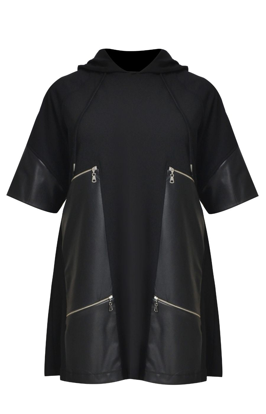 Mat Hooded Zip Dress in Black 