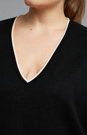 Mat Knitted V Neck Dress in Black  