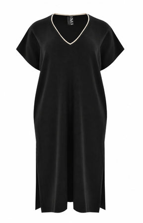 Mat Knitted V Neck Dress in Black  