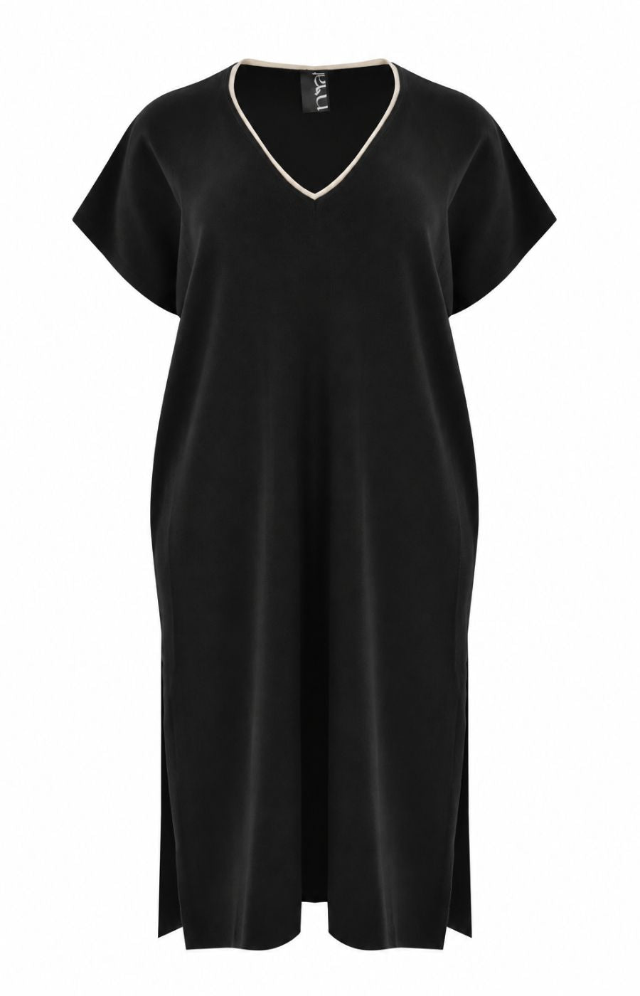 Mat Knitted V Neck Dress in Black  