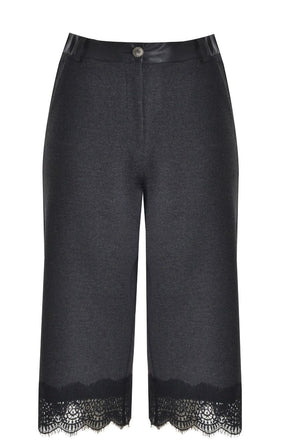 Mat Lace Trim Culotte in Charcoal 