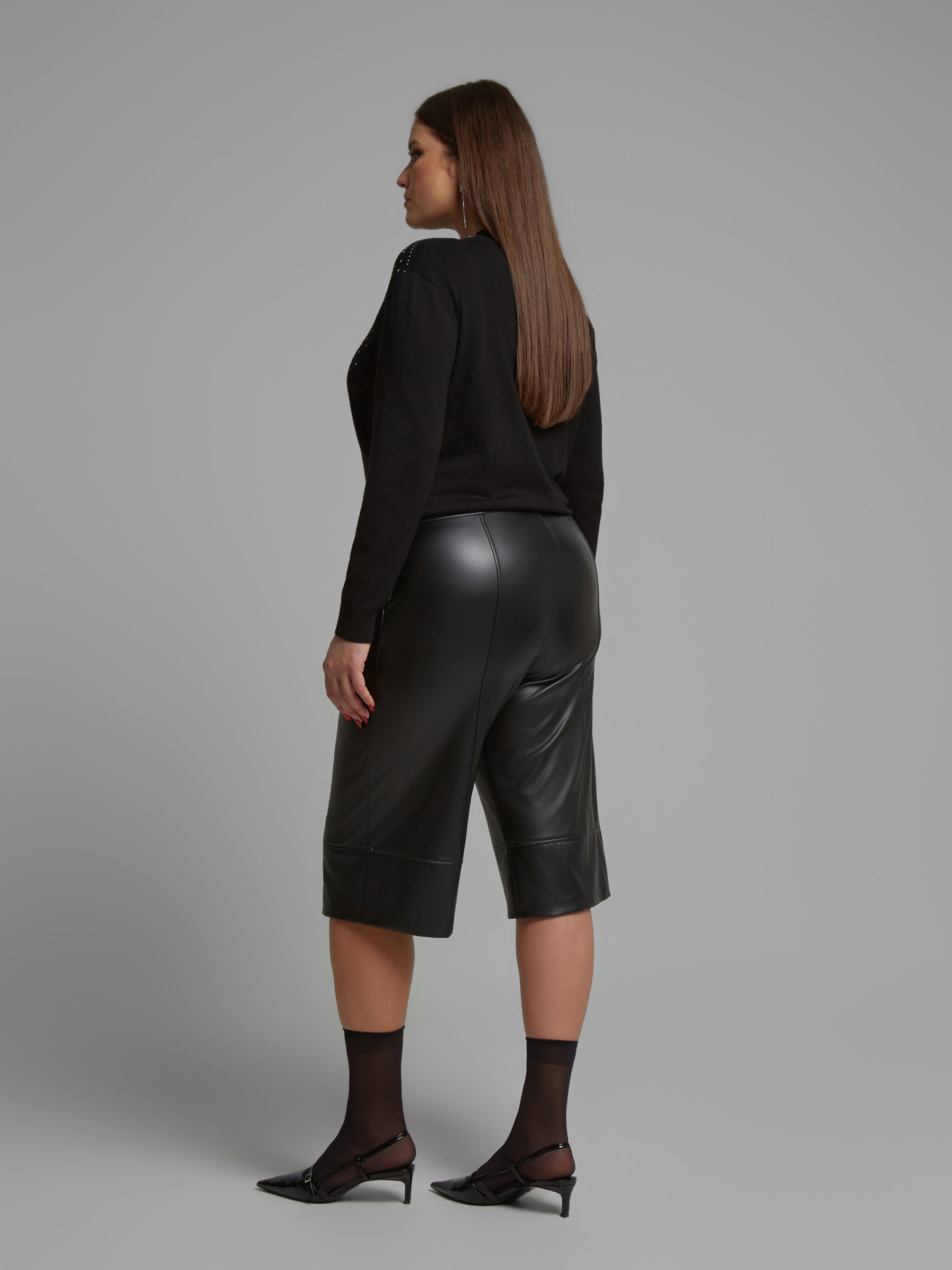 Mat Leather Culotte in Black  