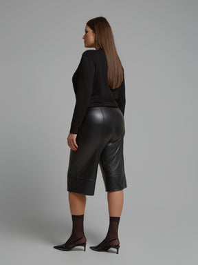 Mat Leather Culotte in Black  