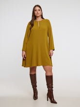Mat Long Slit Sleeve Dress in Dark Yellow