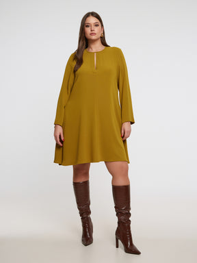Mat Long Slit Sleeve Dress in Dark Yellow