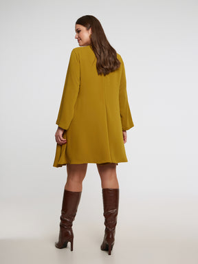 Mat Long Slit Sleeve Dress in Dark Yellow