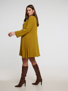 Mat Long Slit Sleeve Dress in Dark Yellow