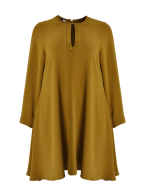 Mat Long Slit Sleeve Dress in Dark Yellow
