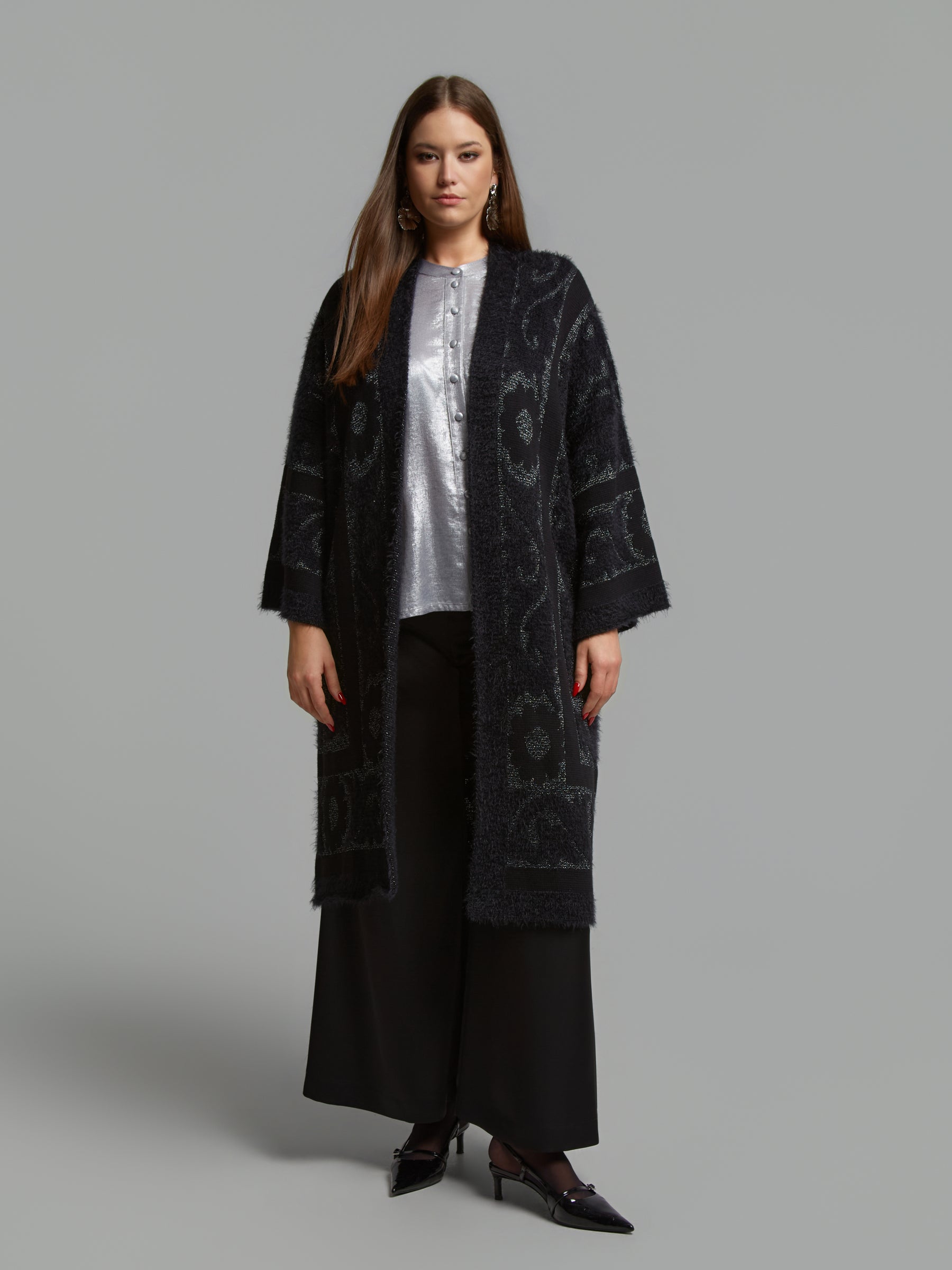 Mat Longline Cardigan in Black 