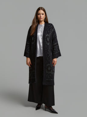 Mat Longline Cardigan in Black 