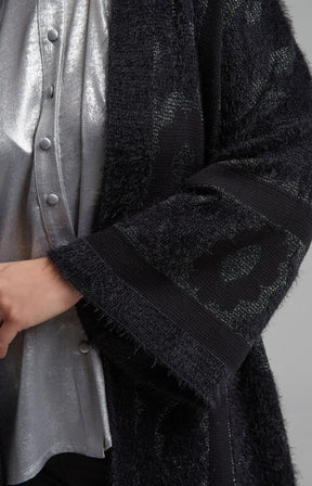 Mat Longline Cardigan in Black 