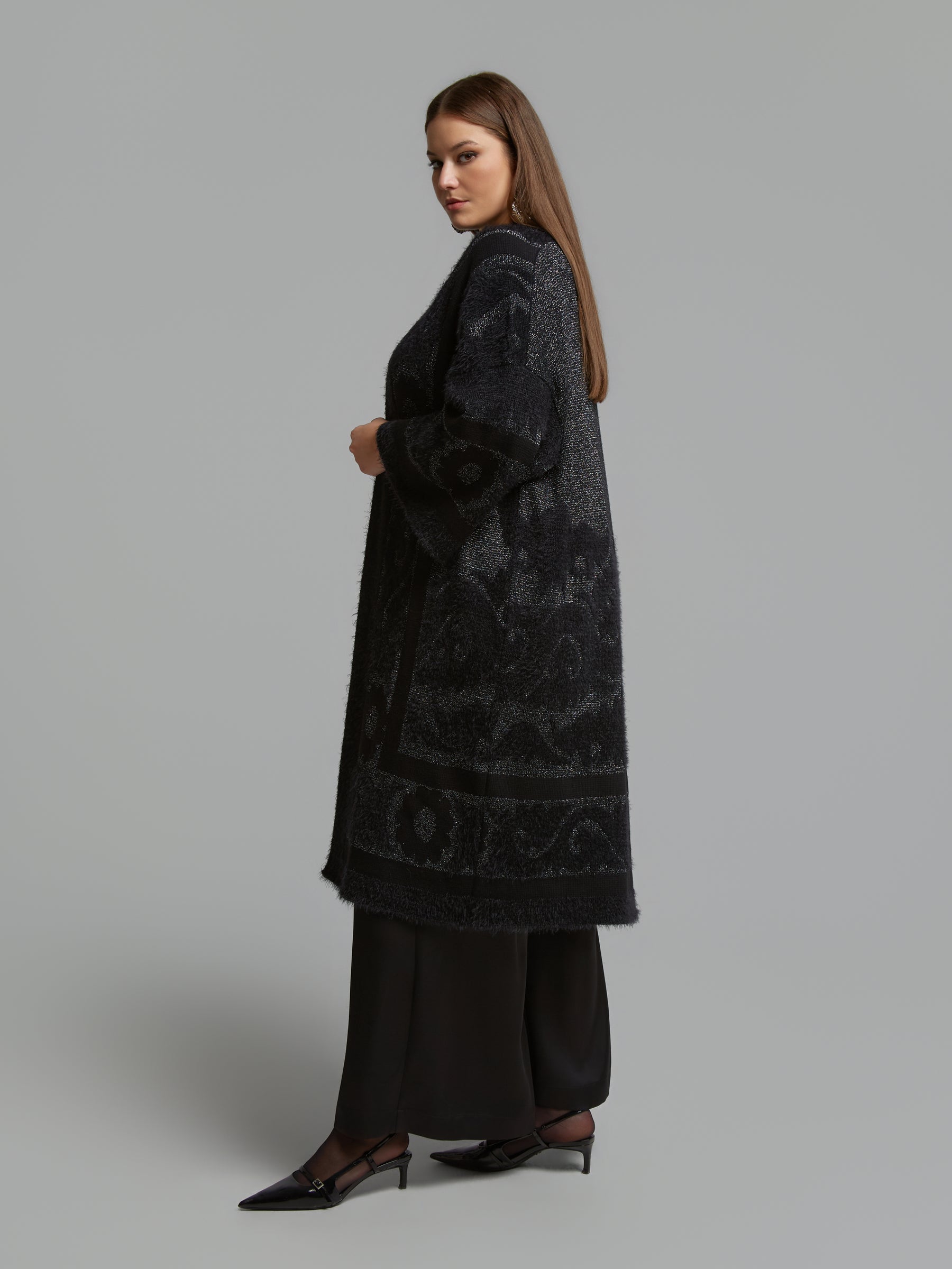 Mat Longline Cardigan in Black 