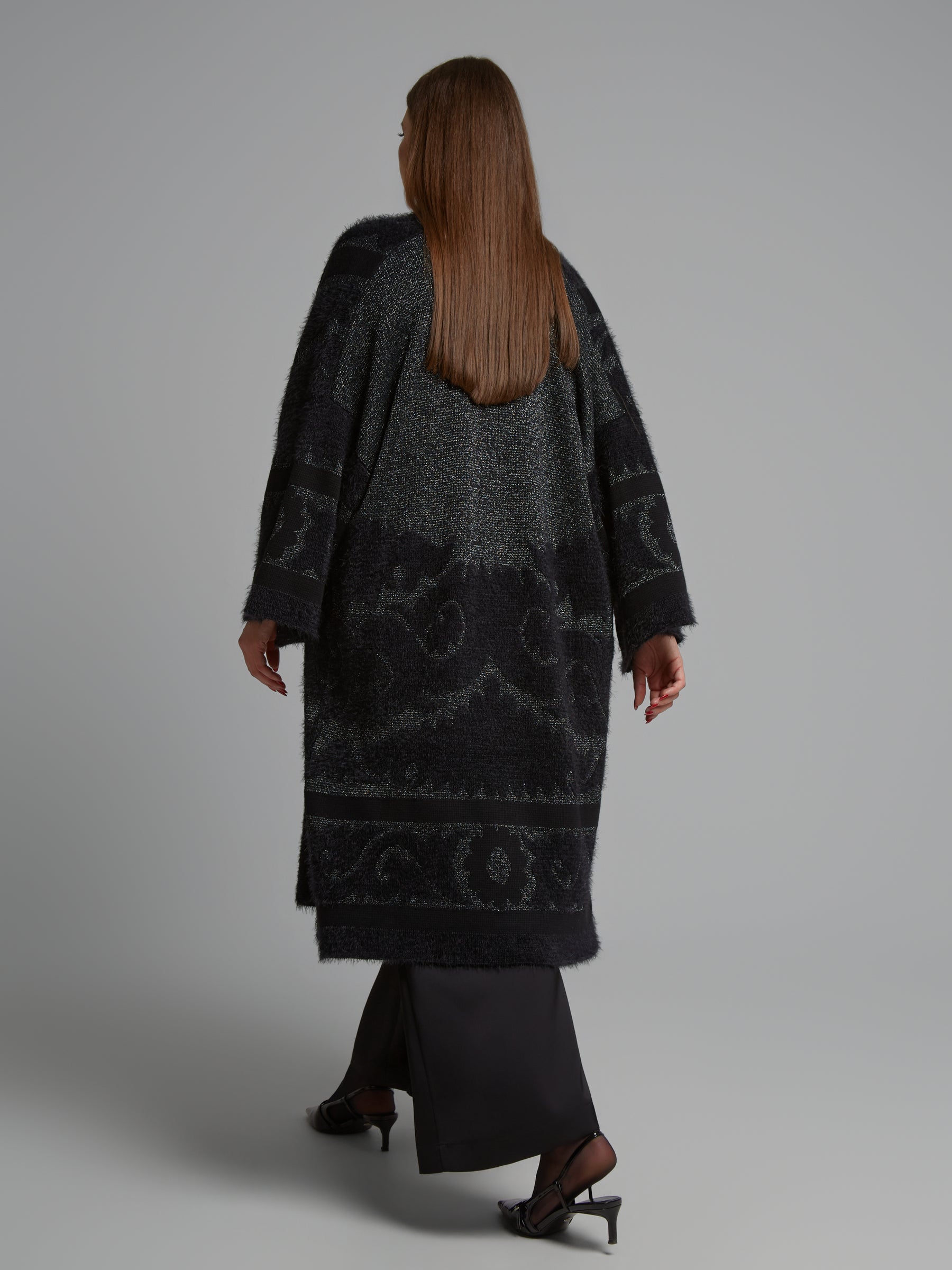 Mat Longline Cardigan in Black 
