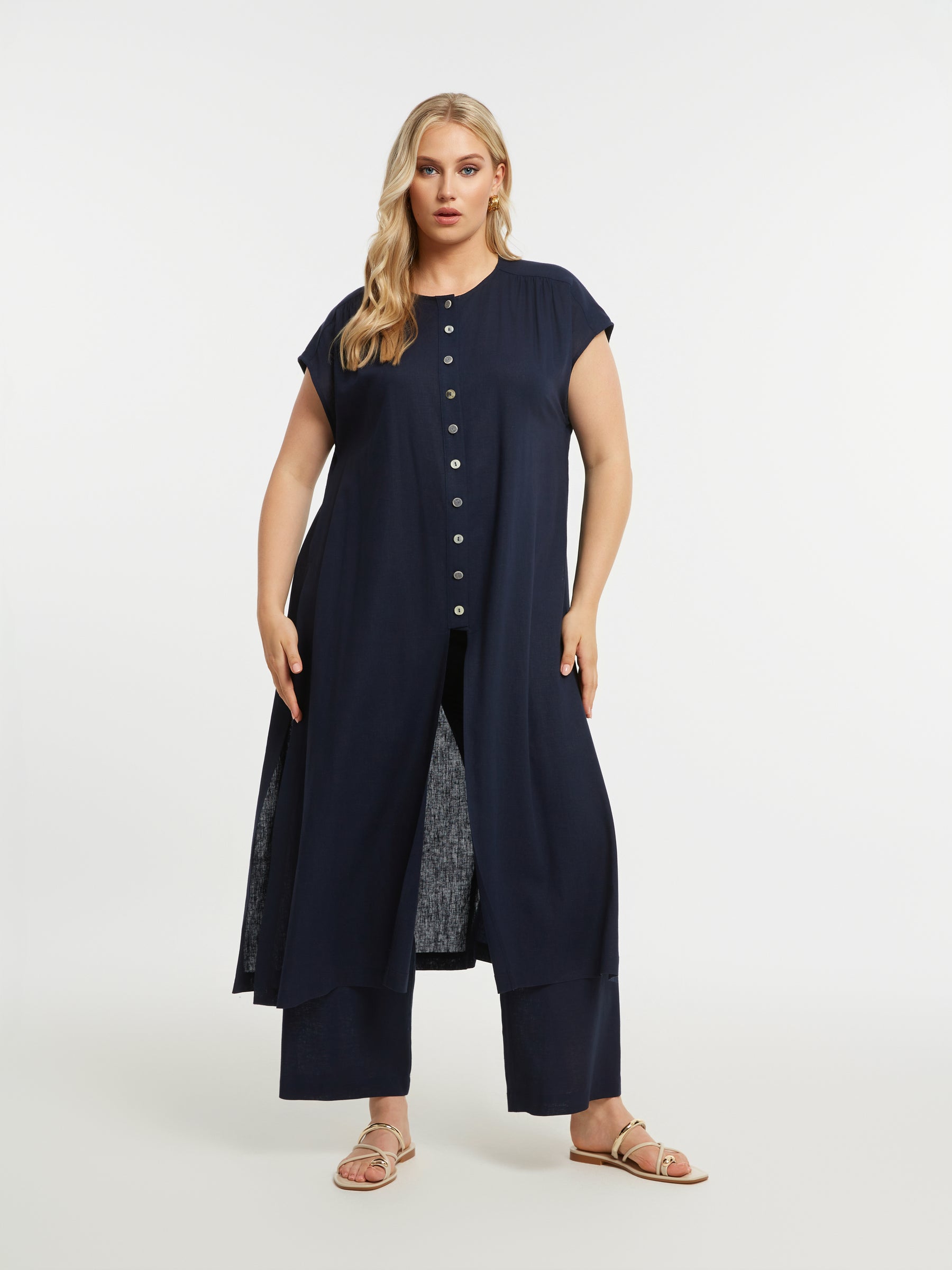 Mat Longline Tunic in Navy 