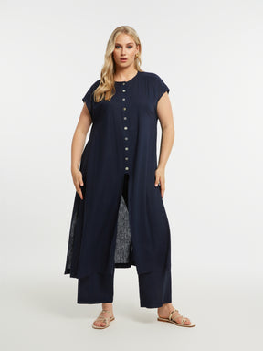 Mat Longline Tunic in Navy 