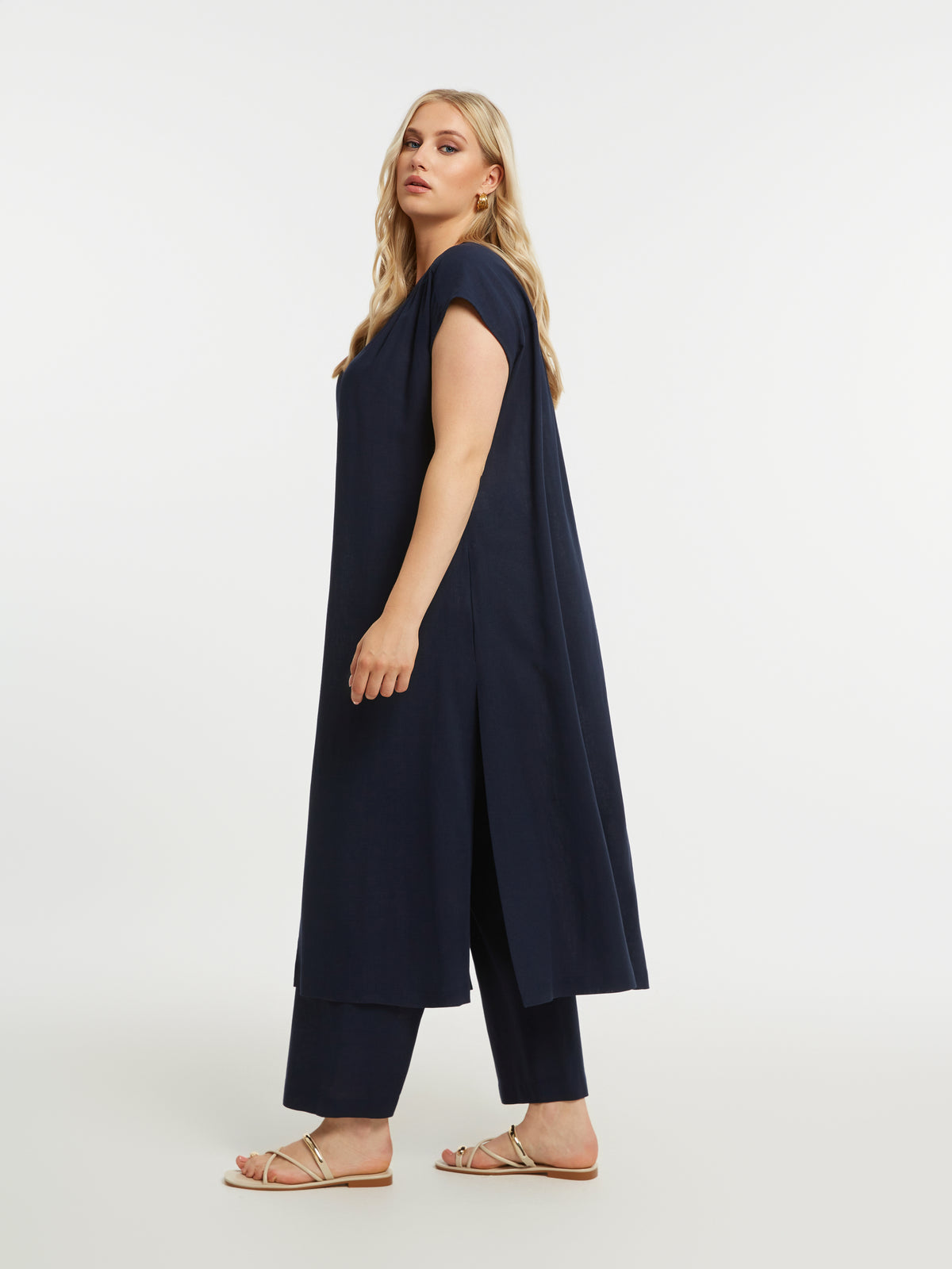 Mat Longline Tunic in Navy 
