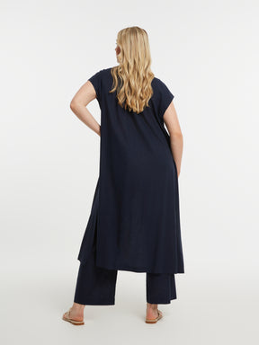 Mat Longline Tunic in Navy 