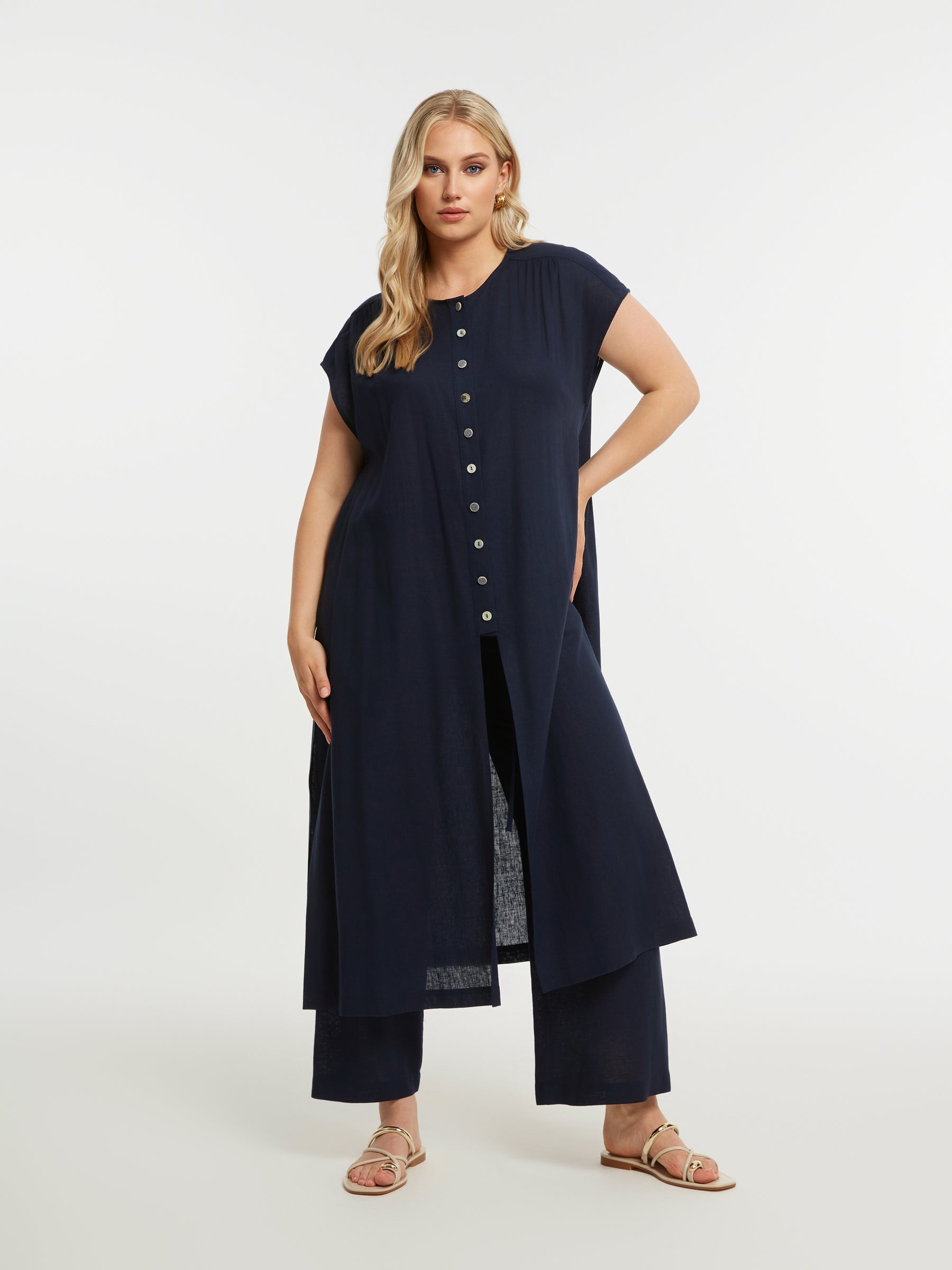 Mat Longline Tunic in Navy  