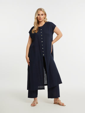 Mat Longline Tunic in Navy  