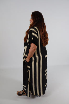 Mat Maxi Dress in Black/Beige