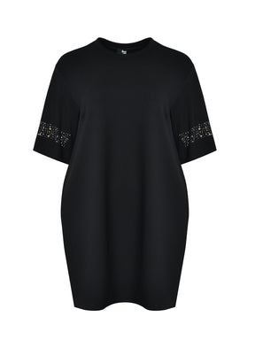 Mat Mini Dress with Sparkle Sleeve