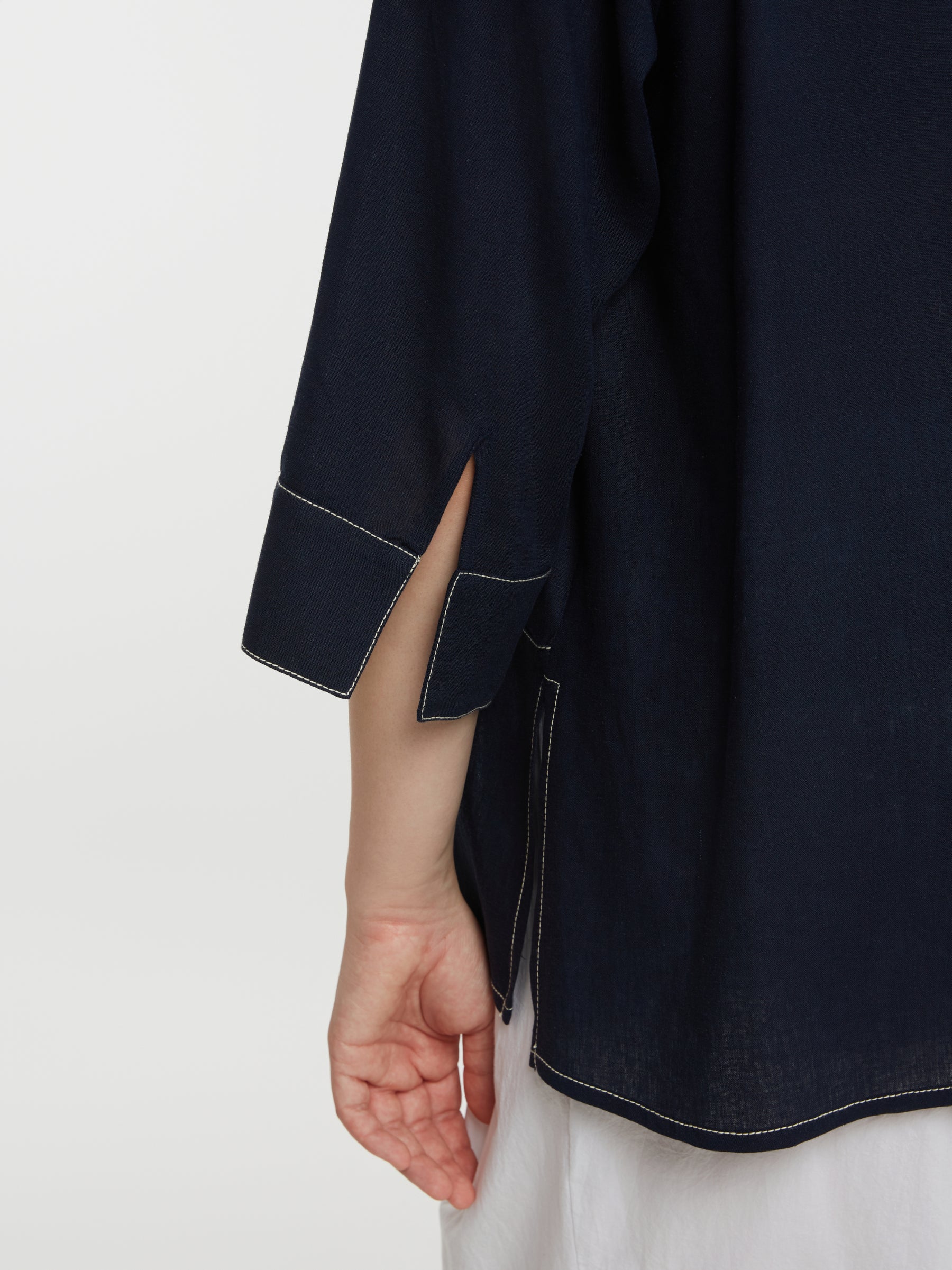 Mat Navy V Neck Blouse 