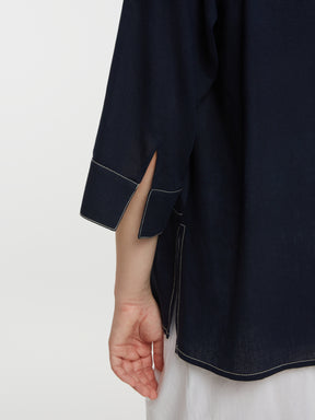 Mat Navy V Neck Blouse 
