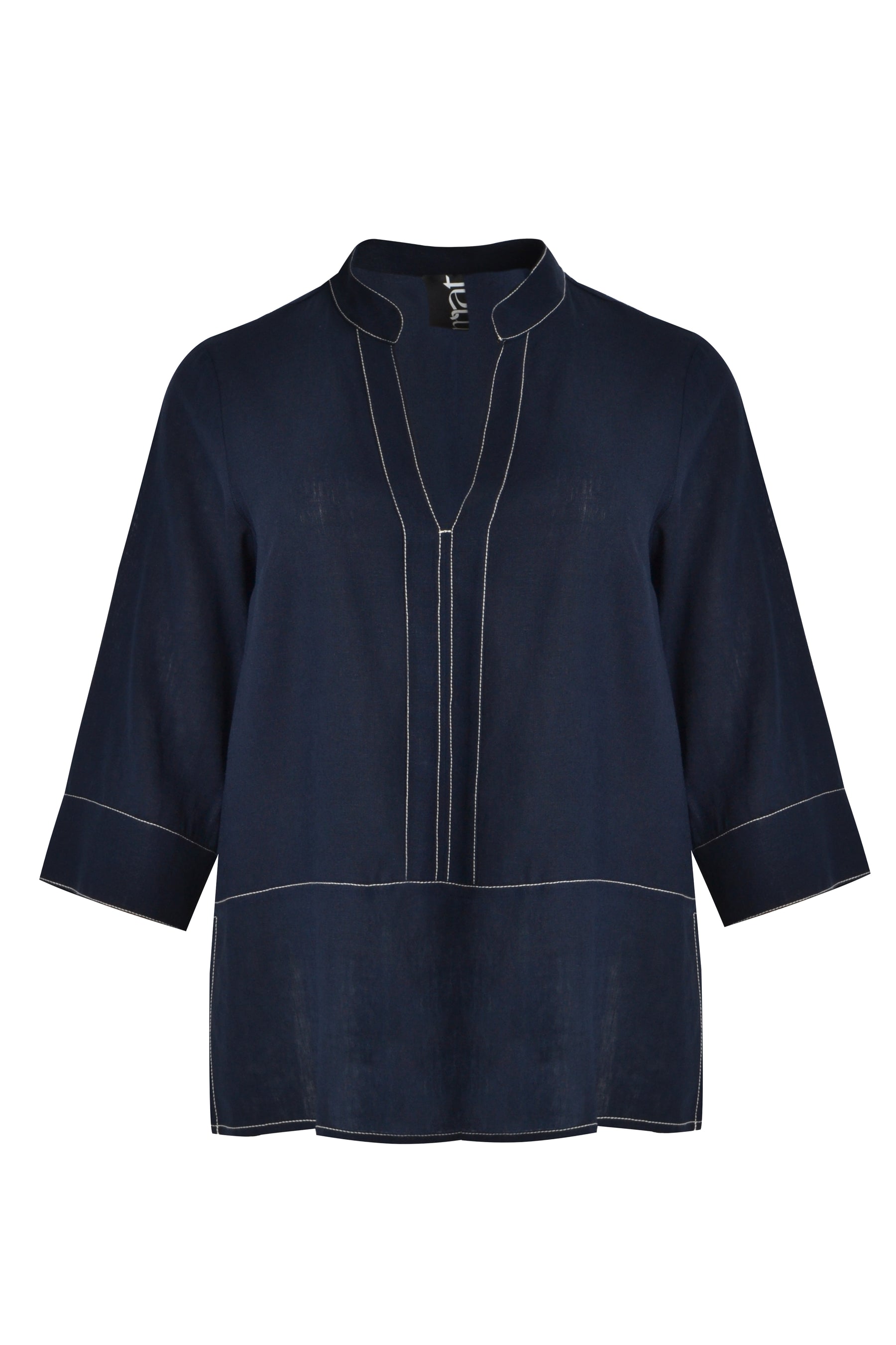 Mat Navy V Neck Blouse 