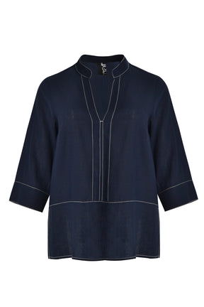 Mat Navy V Neck Blouse 