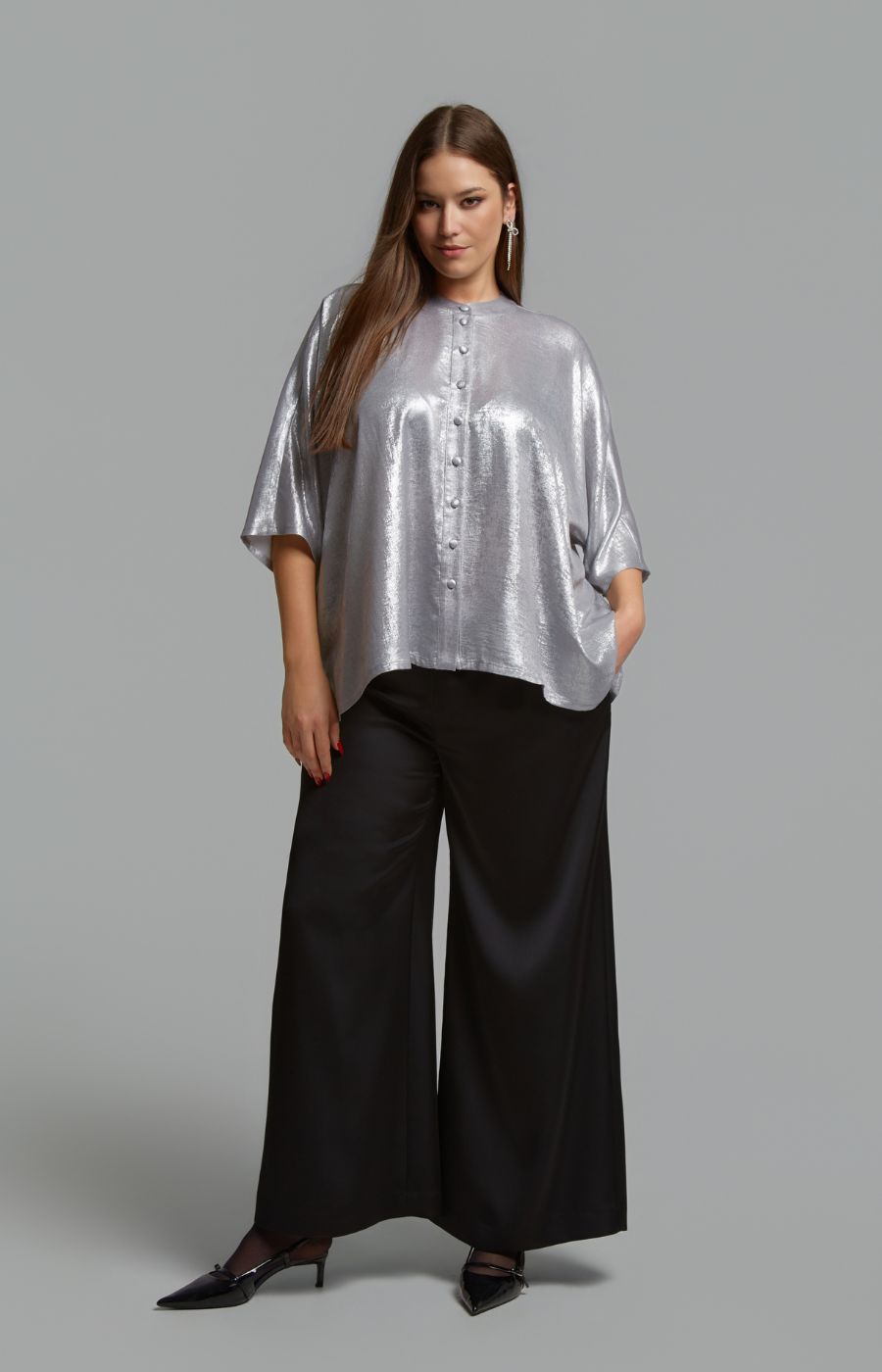 Mat Oversized Shirt in Silver 