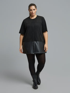 Mat Suede Zip Dress in Black