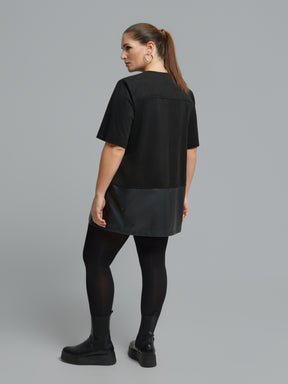 Mat Suede Zip Dress in Black 