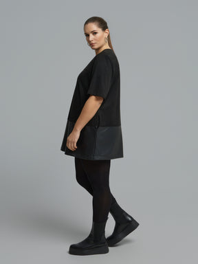 Mat Suede Zip Dress in Black 
