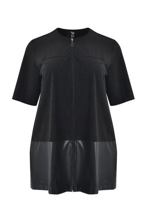 Mat Suede Zip Dress in Black 