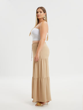 Mat Tiered Trouser in Beige