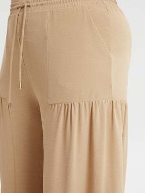 Mat Tiered Trouser in Beige