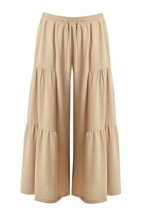 Mat Tiered Trouser in Beige