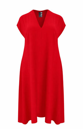 Mat V-Neck Maxi Dress in Red 