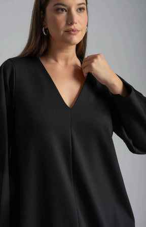 Mat V Neck Midi Dress in Black 
