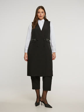 Mat Waistcoat Dress in Black